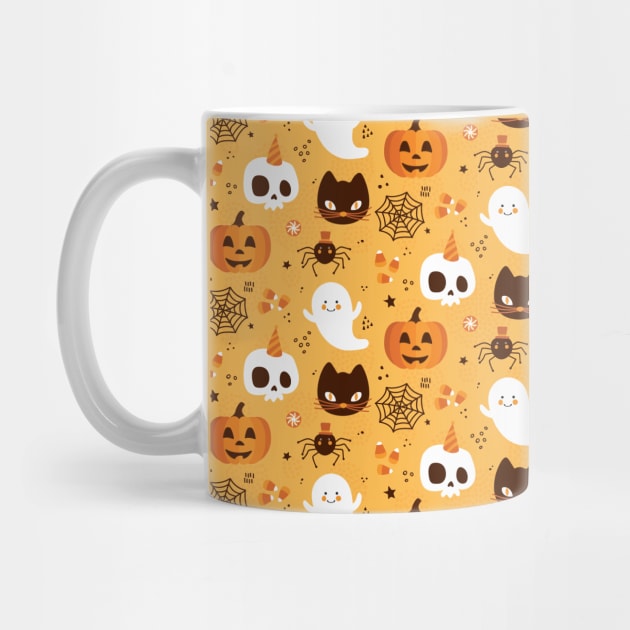 Halloween Ghosts, Cats, and Pumpkins by edwardechoblue